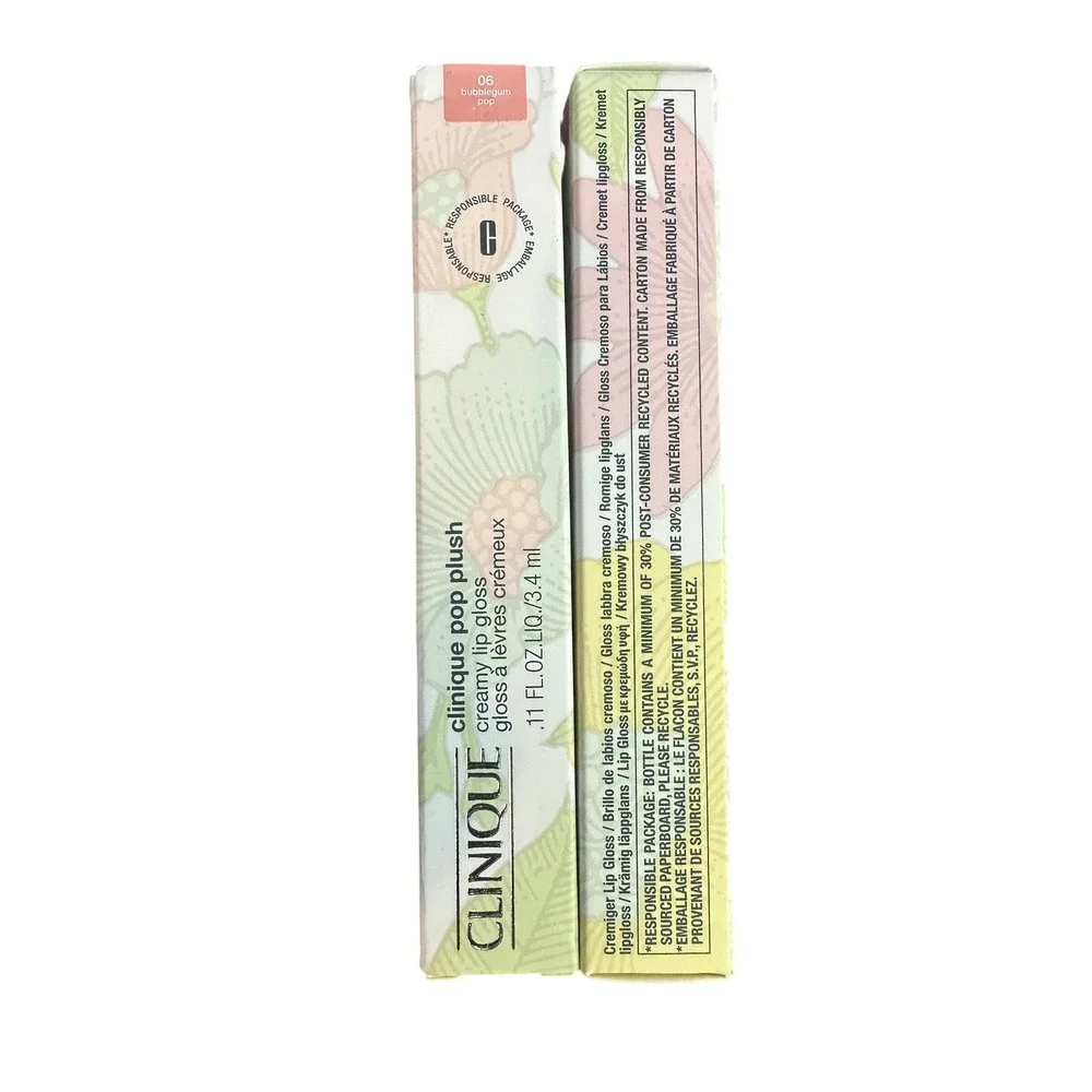 Clinique Pop Plush Creamy Lip Gloss 06 Bubblegum Pop 2 Pack New Boxed